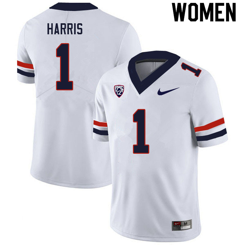 Women #1 Jalen Harris Arizona Wildcats College Football Jerseys Sale-White - Click Image to Close
